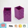 Hot selling durable plastic office bright color pen holder with square shape